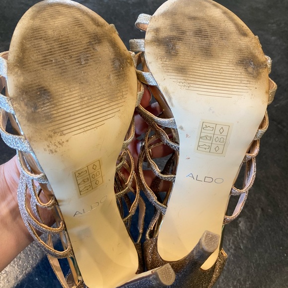 Women's ALDO gold bronze ombré glitter stiletto heels sandals shoes size 8.5 - Picture 8 of 11